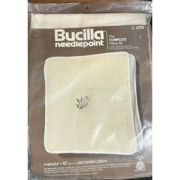 Bucilla Melody Crewel Needlepoint Kit 4198 12" Pillow Cover Counted Vintage USA - Picture 4 of 4
